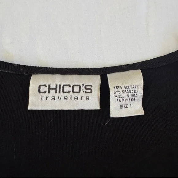 Vintage Chico's Travelers Black Paisley Leopard Patterned Top, Fairy Grunge - Picture 5 of 8